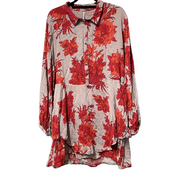 Free People Dresses & Skirts - Free People Large Floral Fall Dress Button Down Collar Bohemian Flowy